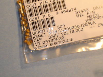 C320C330J2G5CA, cap ceramic, 200V 5% 33PF, 500PCS