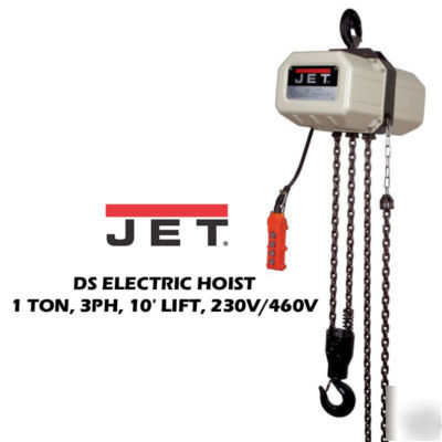Jet ds electric hoist, 1 ton, 3PH, 20' lift, 230V/460V
