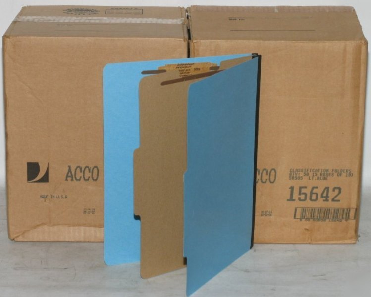 100 acco classification folders blue letter size 15642