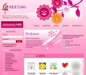 Ecards website with google adsense and free domain.