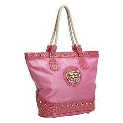 New ashley m cadillac rhinestone nylon tote - pink