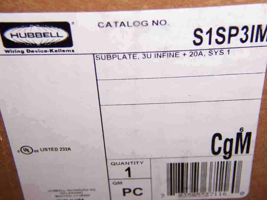 New hubbell floor box subplate S1SP3IM infinestation
