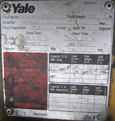 Yale shop warehouse forklift fork lift truck 4000 lb.