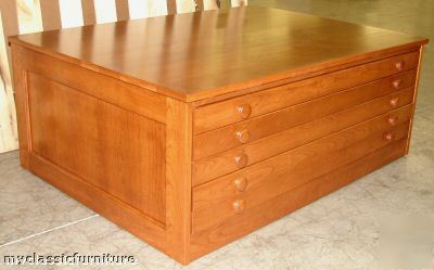 New map/atlas/blueprint/filing flat file cabinet cherry 