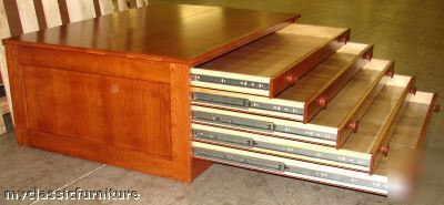 New map/atlas/blueprint/filing flat file cabinet cherry 