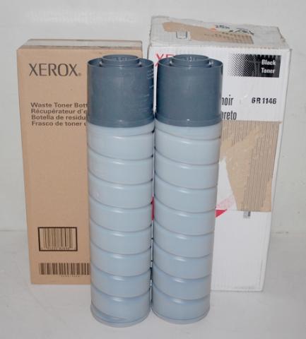 Xerox 6R1146 black toner 2 cartridges & 1 waste bottle
