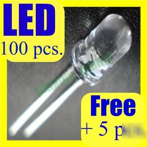100 pcs. ( free +5 ) 5MM led round bright lamp blue