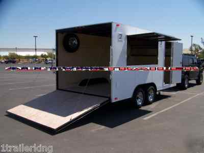16' enclosed motorcycle atv toy hauler utility trailer