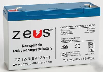 6V 12AH sla alarm & exit sign battery - zeus