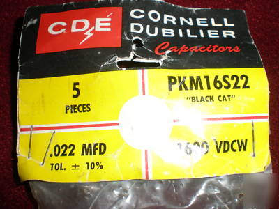 Cde cornell dubilier black cat capacitors 5 pcs .022MFD