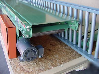 Roach 350SB slider bed belt 14' conveyor + 10 ft roller