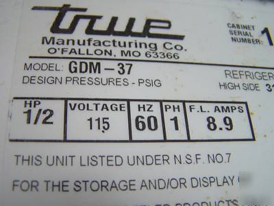 True gdm-37 sliding 2 door display cooler refrigerator