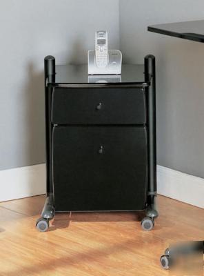 Black legal/letter mobile storage file cabinet w wheels