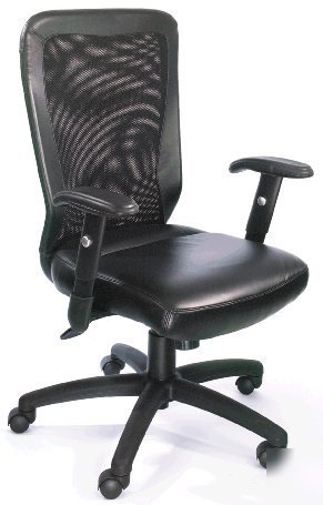 Black mesh back leather seat computer office desk chair