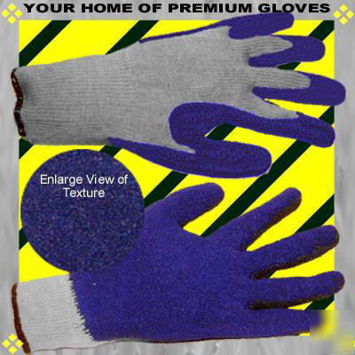 Large glove 12 pairs work blue latex coated palm go get