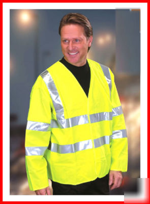 New high vis yellow long sleeve vest viz waistcoat xl 