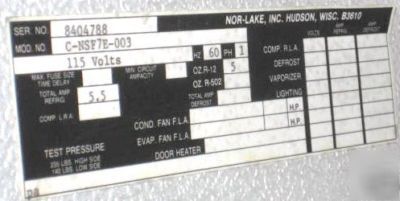 Nor-lake c-NSF7E-003 laboratory blood / plasma freezer