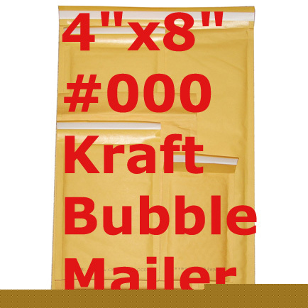500 #000 4X8 kraft bubble mailers 4 x 8 bubble envelope