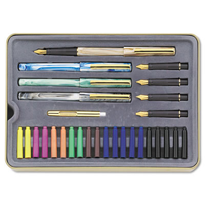Calligraphy set brwn/pink/green/orange/yellow ink