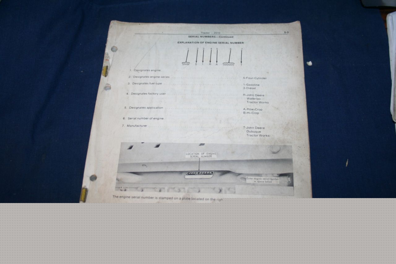 John deere 2510 tractor parts catalog pc-957 