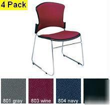 New 4 ofm fabric seat\back office stacking stack chairs