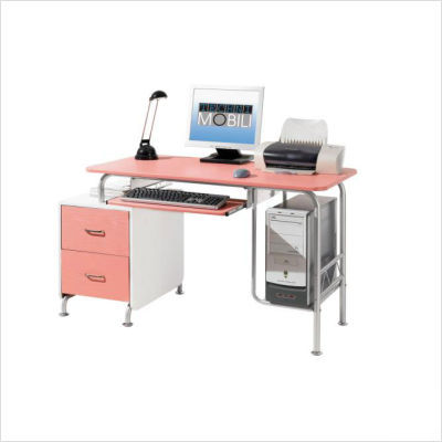 Techni mobili dynamic computer desk pink & white