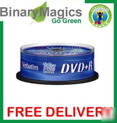 25 verbatim dvd+r recordable 4.7 blank disc 120MIN 16X