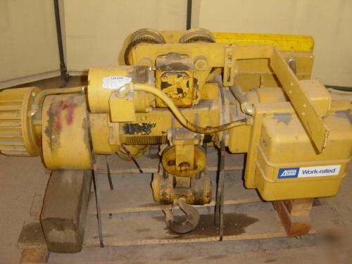 Acco 3 ton electric hoist cable type bridge crane 38 ft