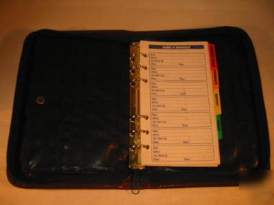 Navy blue/brown trim leather organizer/planner