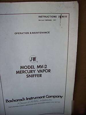 Bacharach mercury sniffer mv-2 complete working unit `