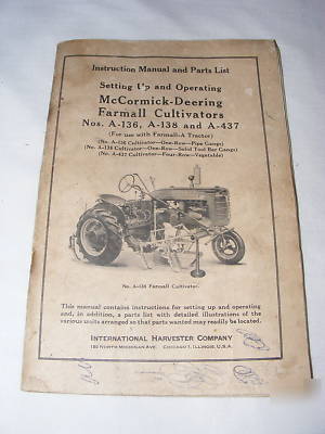 Instruction manual;mccormick-deering farmall cultivator
