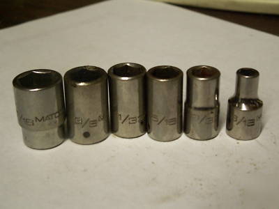 Matco lot of 6 sae sockets 1/4
