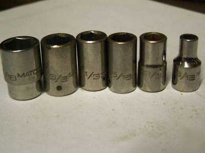 Matco lot of 6 sae sockets 1/4