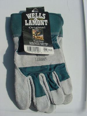 New wells lamont 4100 leather work gloves mens one size 