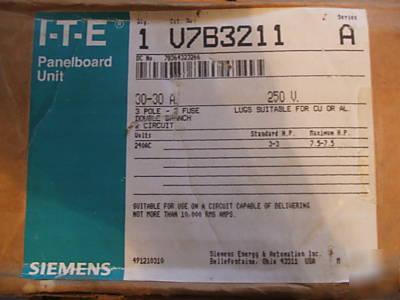 Siemens i-t-e panelboard switch, 30-30A, V7B3211, 
