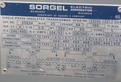 Square d 25 kva 240X480 120/240 25KVA 240 x 480 120/240