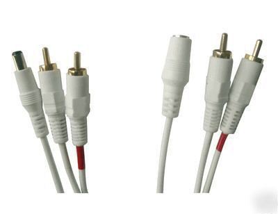 25FT dvr lead rca av video cctv camera cable+power wire