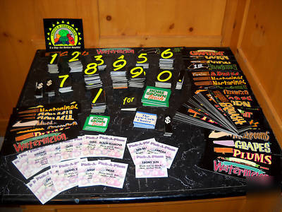 Huge lot of grocery store produce retail display signs