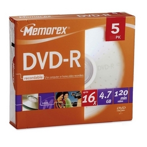 Memorex 05655 -5PK dvd-r 4.7GB slim 
