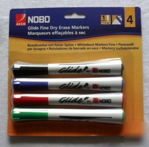 New acco nobo glide fine dry erase whiteboard MARKERSX4