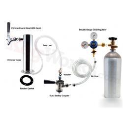 Single tap chrome tower kegerator draft beer kit euro