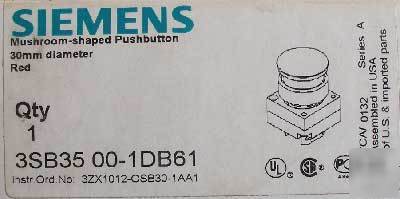 2 pc siemens 3SB3500-1DB61 mushroom pushbutton 30MM red