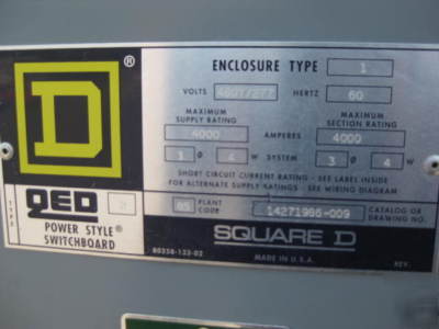 Square d se sef breaker panel 4000 amp a 4W ground
