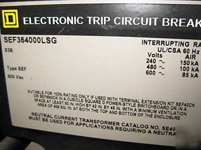 Square d se sef breaker panel 4000 amp a 4W ground