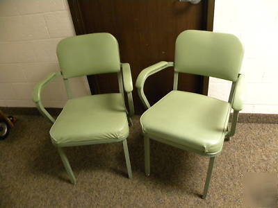 2 vintage office chairs light green good used condition