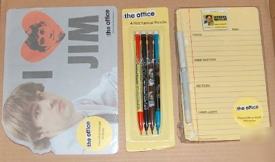 3PC the office tv pencils memo board mouse/notepad jim