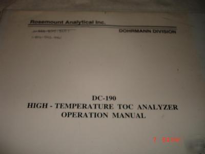 Dohrmann/rosemount dc-190 total organic carbon analyzer
