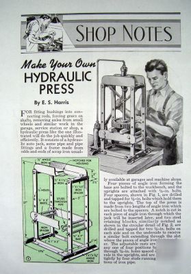 Hydraulic press built w auto jack pipe & fittings plans