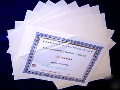 Self stick adhesive laminating sheets 8.5
