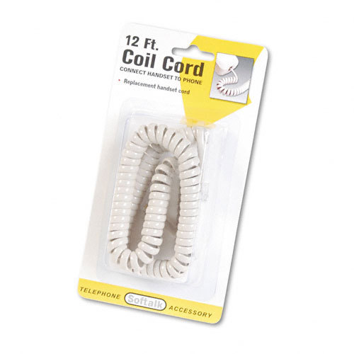 Softalk 48100 ivory 12' coiled phone cords (6 ship )